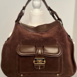 Jimmy Choo brown suede and leather handbag
